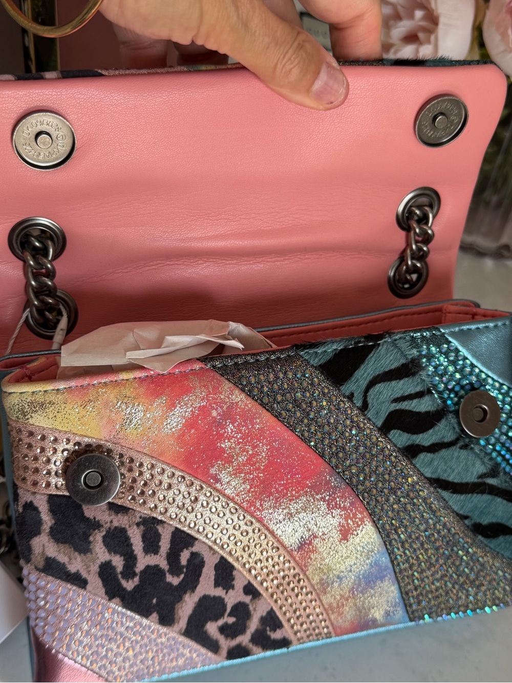 Kurt Geiger Kensington Multicolor Iridescent Animal Print Shoulder Bag - Picture 10 of 14